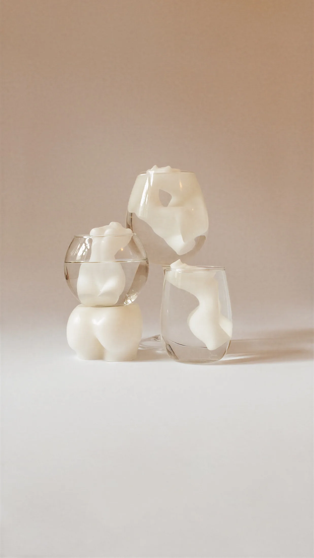 Distortion — stacked vessels holding the distorted figure