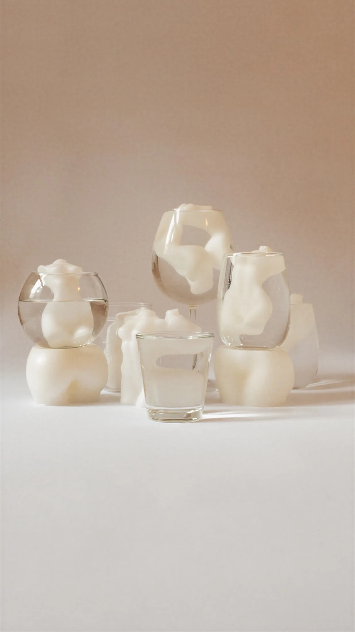Distortion — the full arrangement of body candles and glass vessels